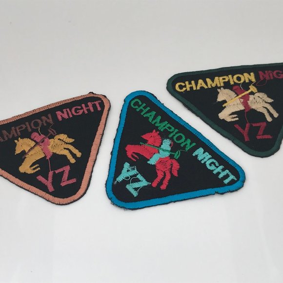Iron On Patches Lot of 3 Champion Night Embroidery - Picture 4 of 8